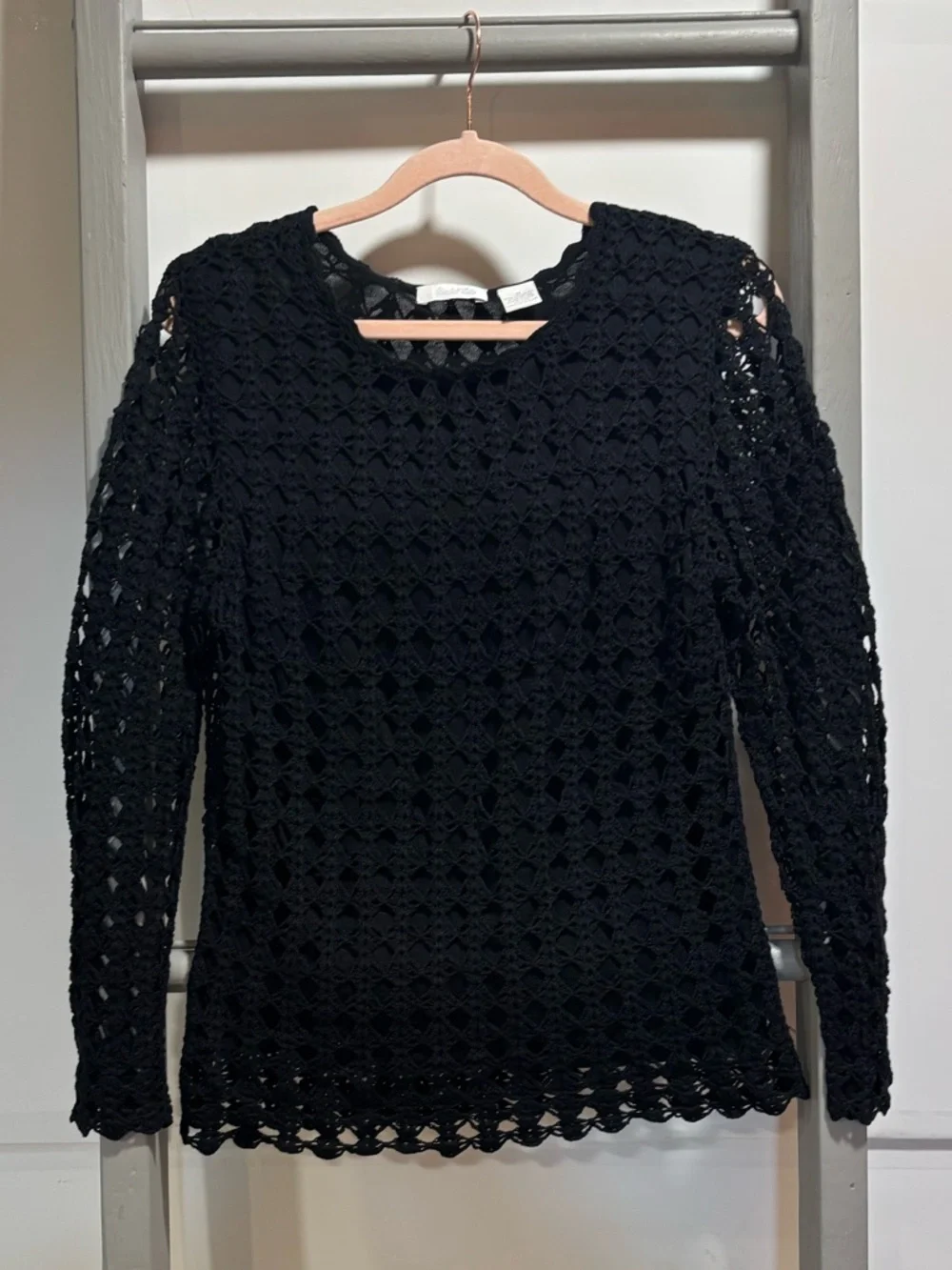 Vintage M Crochet silk/cotton pullover, natural, whimsigoth, fairy, lagenlook